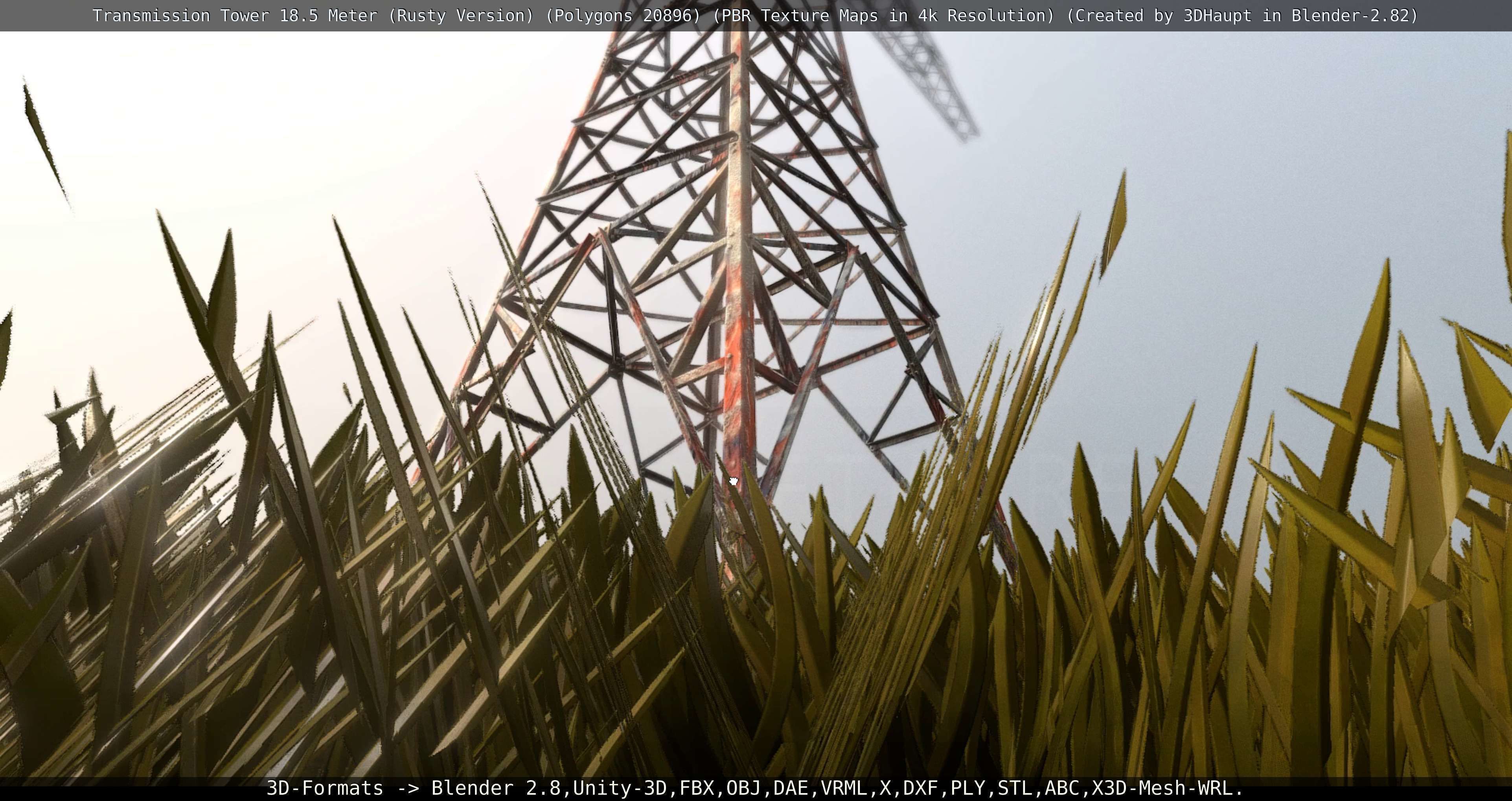 Transmission Tower 18 Meter Rusty Version Low-poly 3D model_59