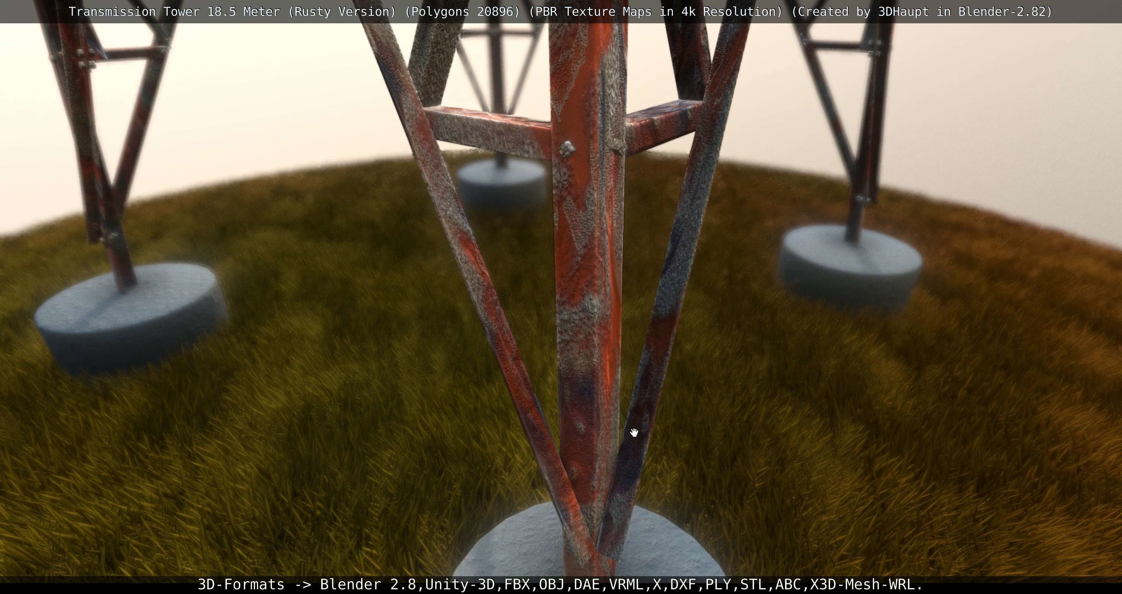 Transmission Tower 18 Meter Rusty Version Low-poly 3D model_4