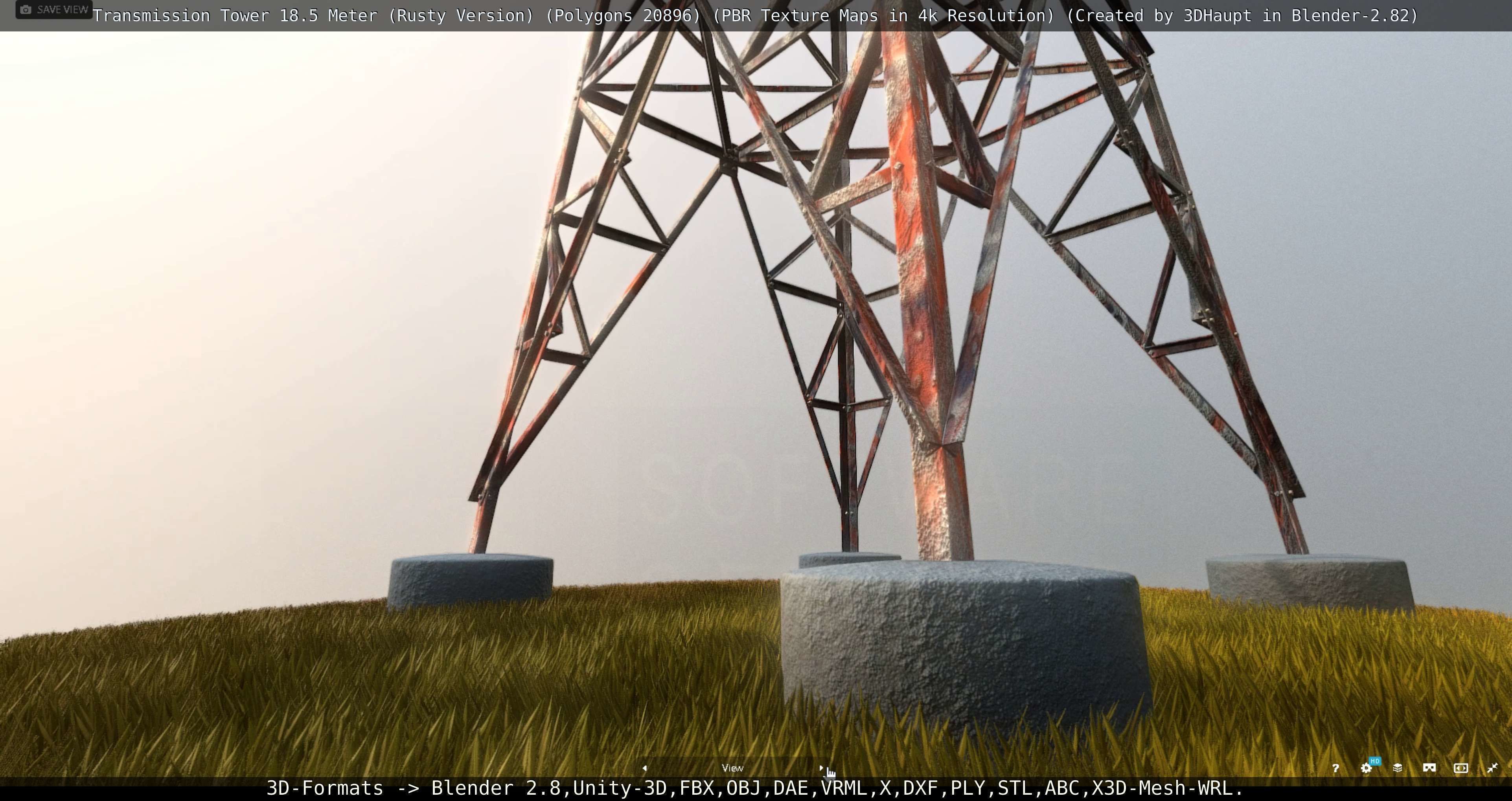 Transmission Tower 18 Meter Rusty Version Low-poly 3D model_68