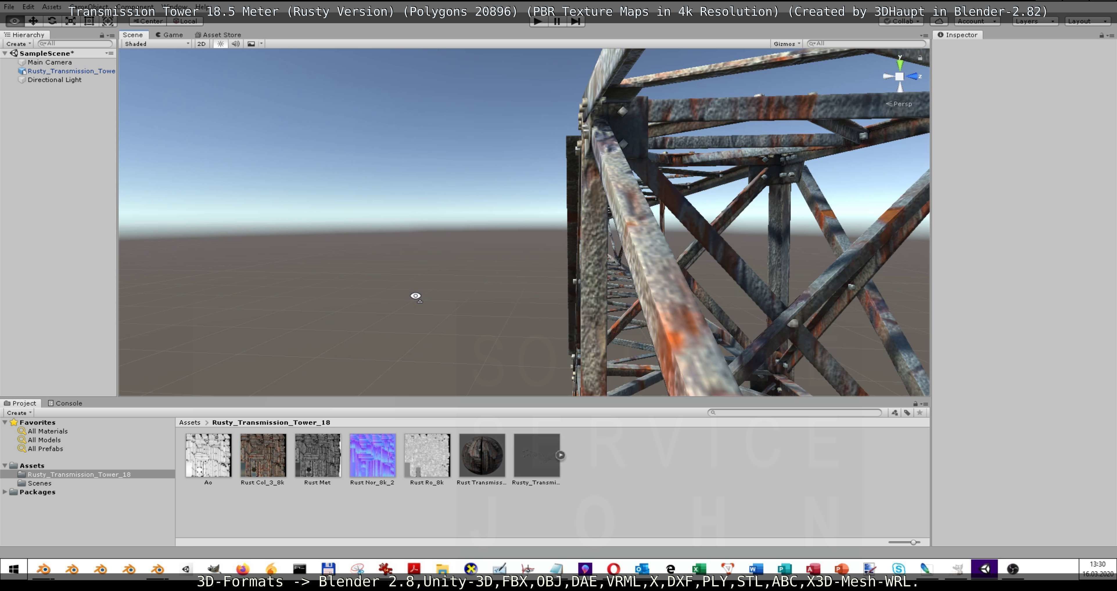 Transmission Tower 18 Meter Rusty Version Low-poly 3D model_125