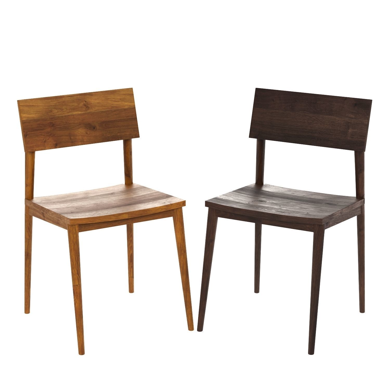 Wood dining chair  3D model_1