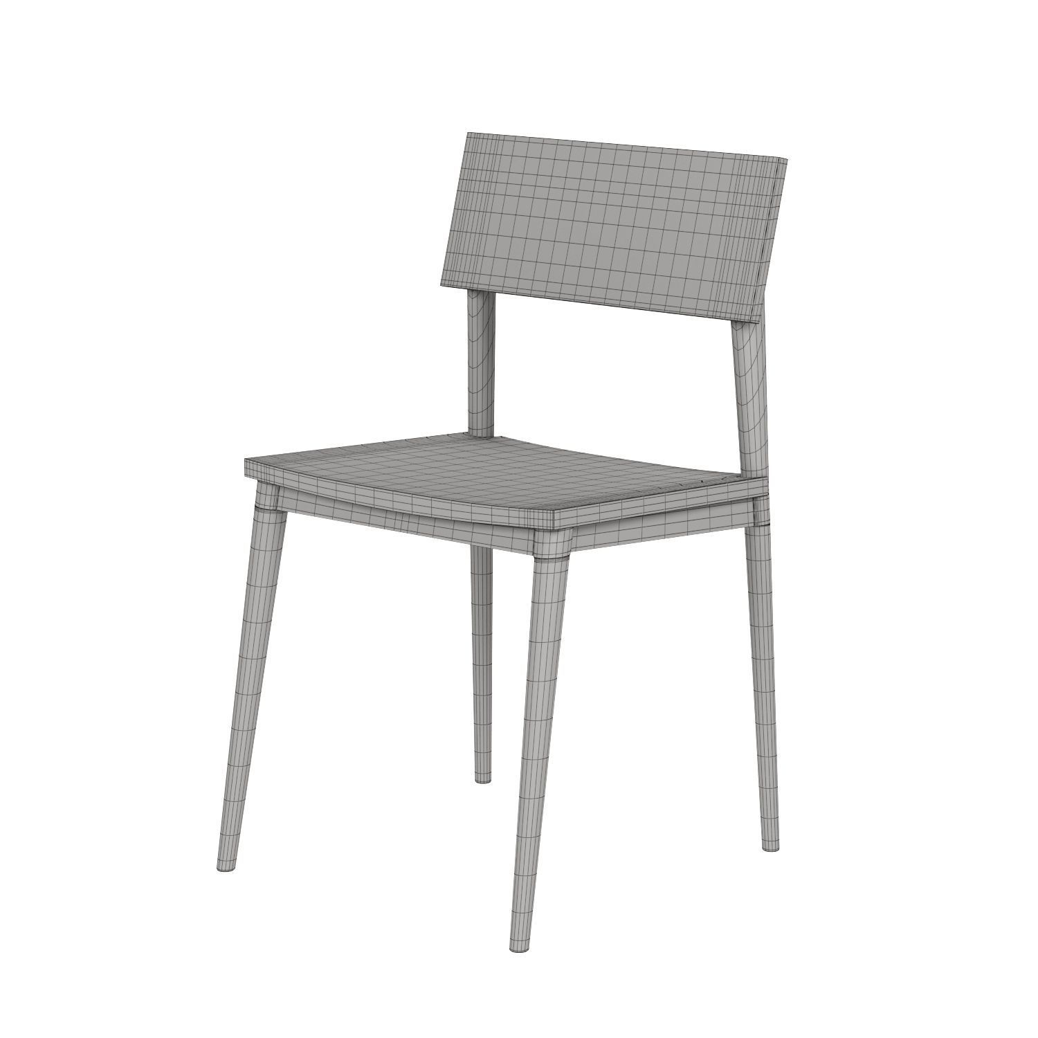 Wood dining chair  3D model_6