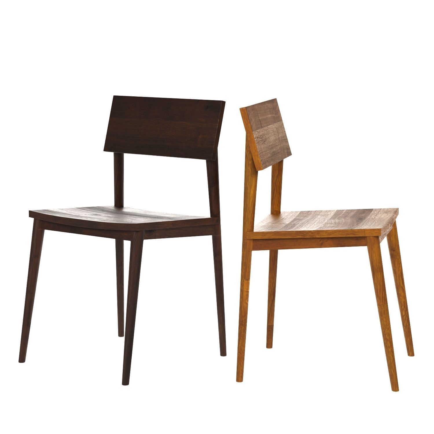 Wood dining chair  3D model_5