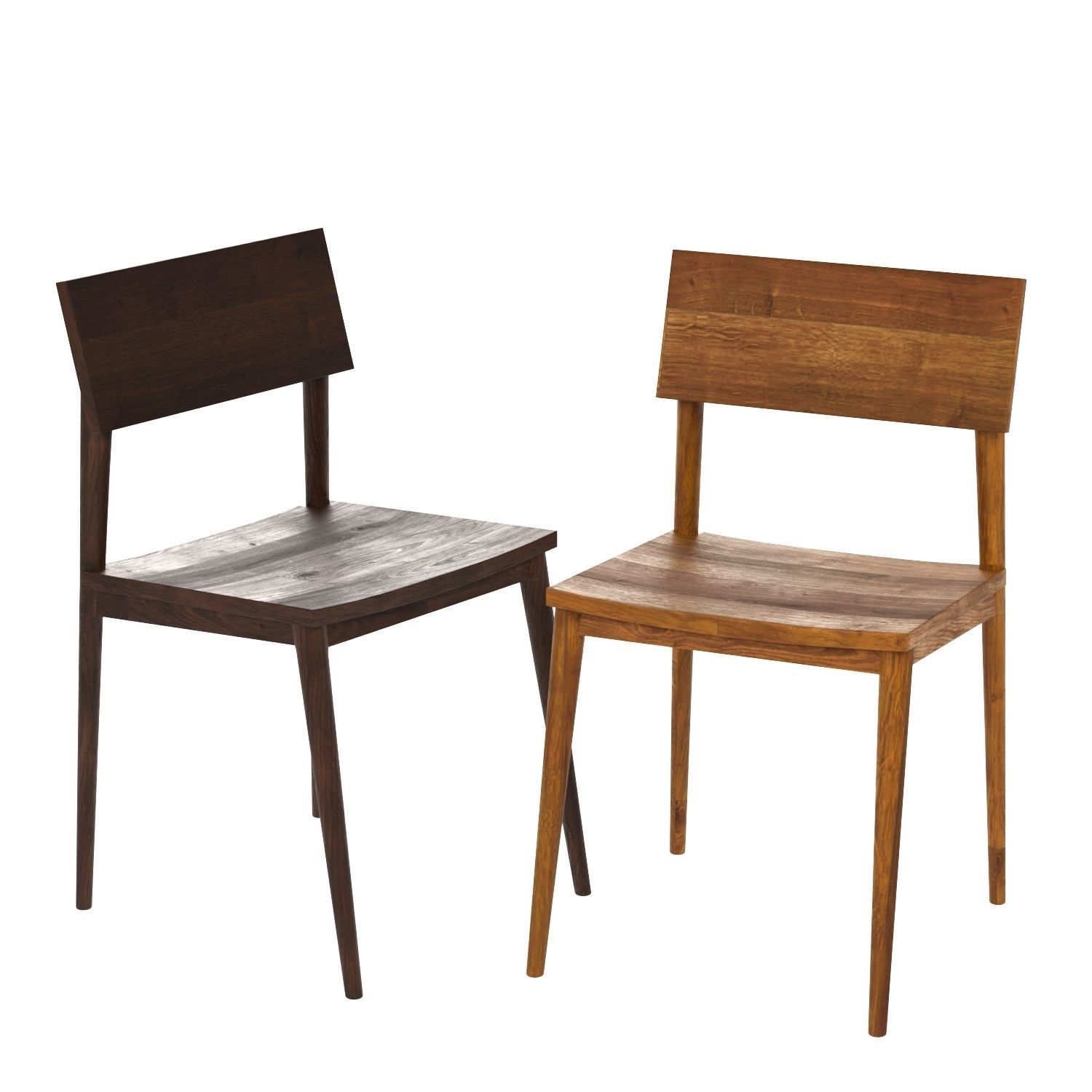 Wood dining chair  3D model_4