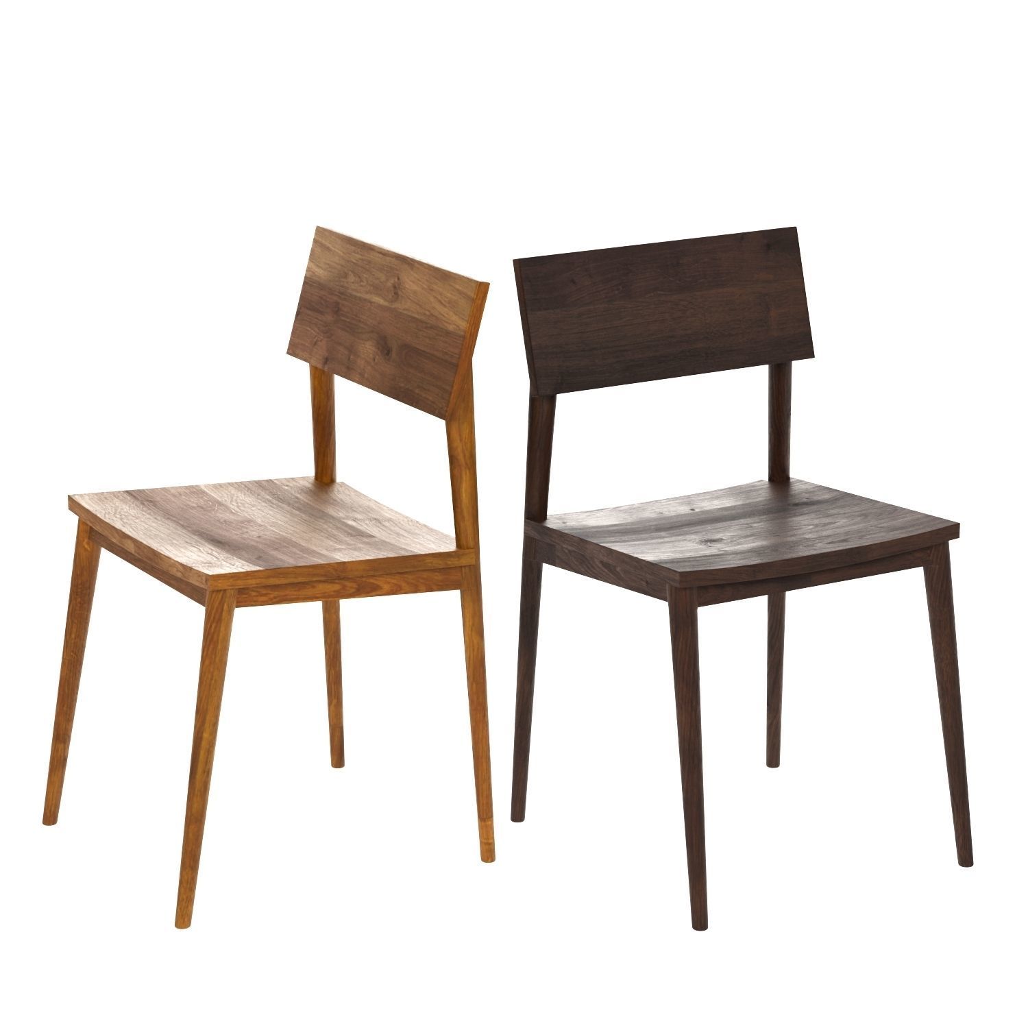 Wood dining chair  3D model_2