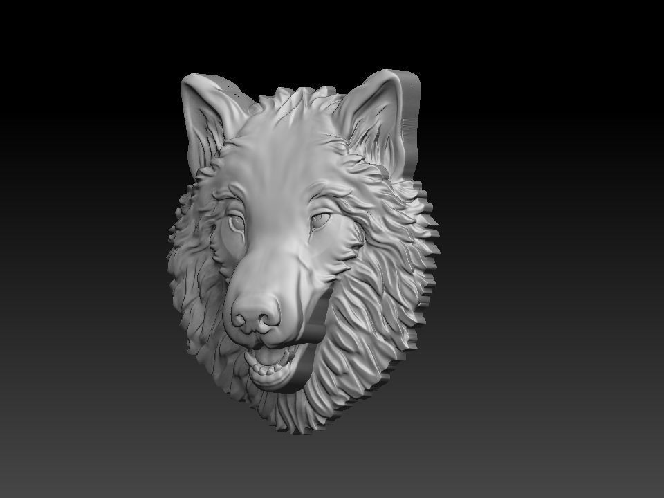 Wolf bas reliefe for coin 3D print model_6