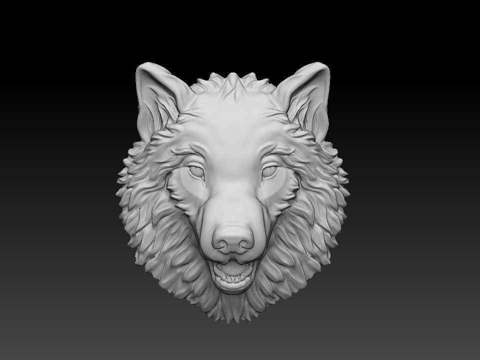 Wolf bas reliefe for coin 3D print model_2
