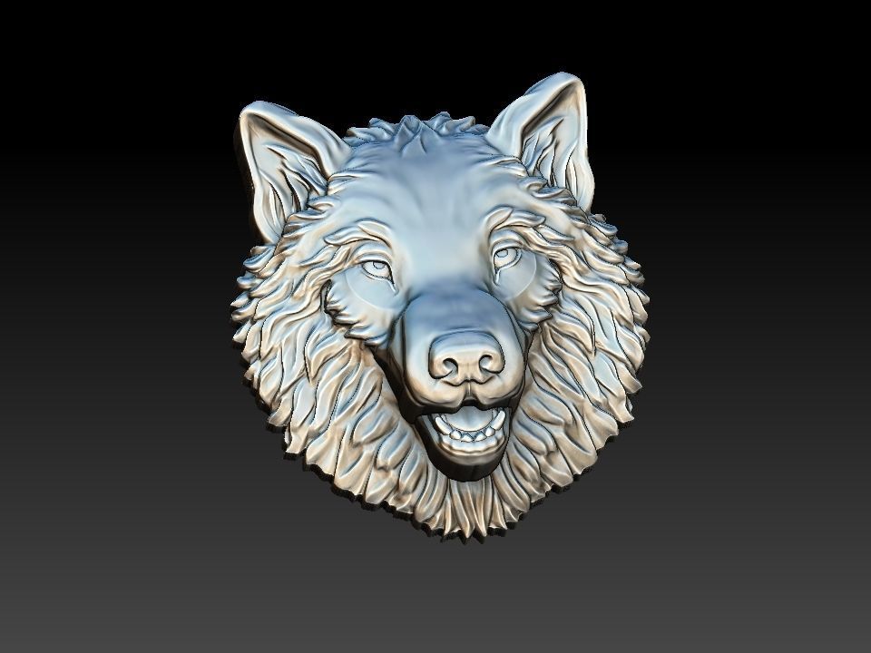 Wolf bas reliefe for coin 3D print model_4