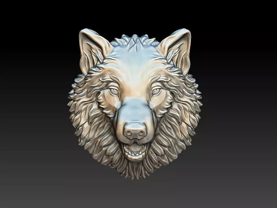 Wolf bas reliefe for coin 3D print model_0