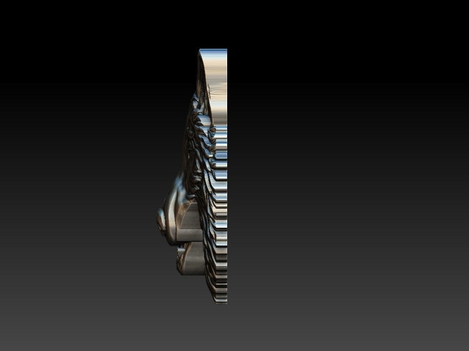 Wolf bas reliefe for coin 3D print model_5