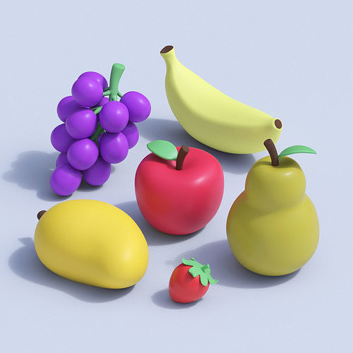 Stylized Cartoon Fruit Collection 3D model