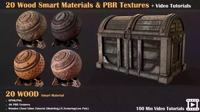 20 Wood Smart Materials and PBR Textures and Video Tutorials