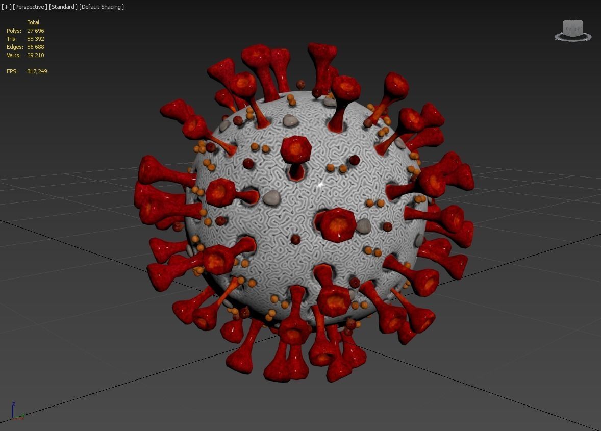 Coronavirus SARS-CoV-2 Low-poly 3D model_14