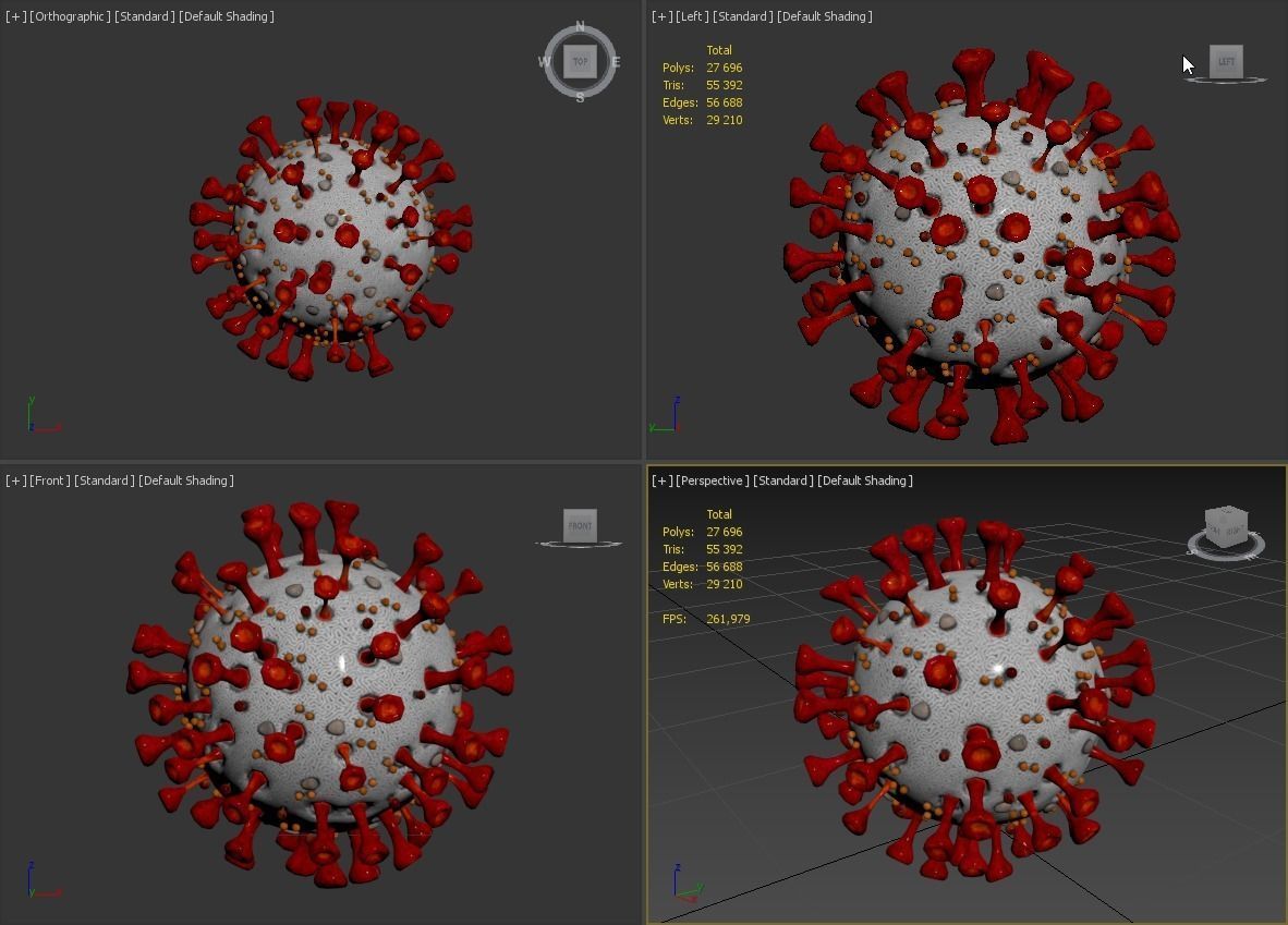 Coronavirus SARS-CoV-2 Low-poly 3D model_13