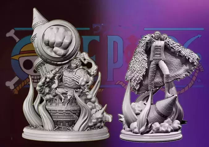 gear 4 luffy vs doflamingo 3d prints - one piece statue 3D Model Collection