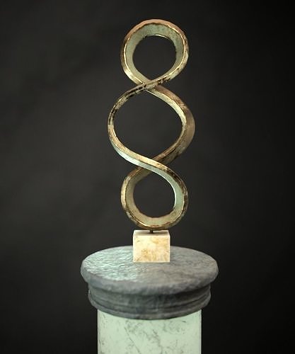 Bronze Sculpture on Pillar Low-poly 3D model