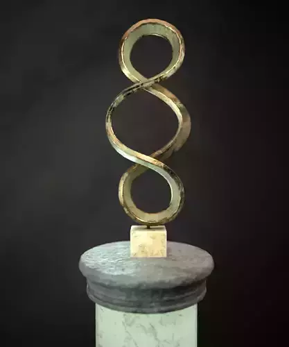Bronze Sculpture on Pillar Low-poly 3D model