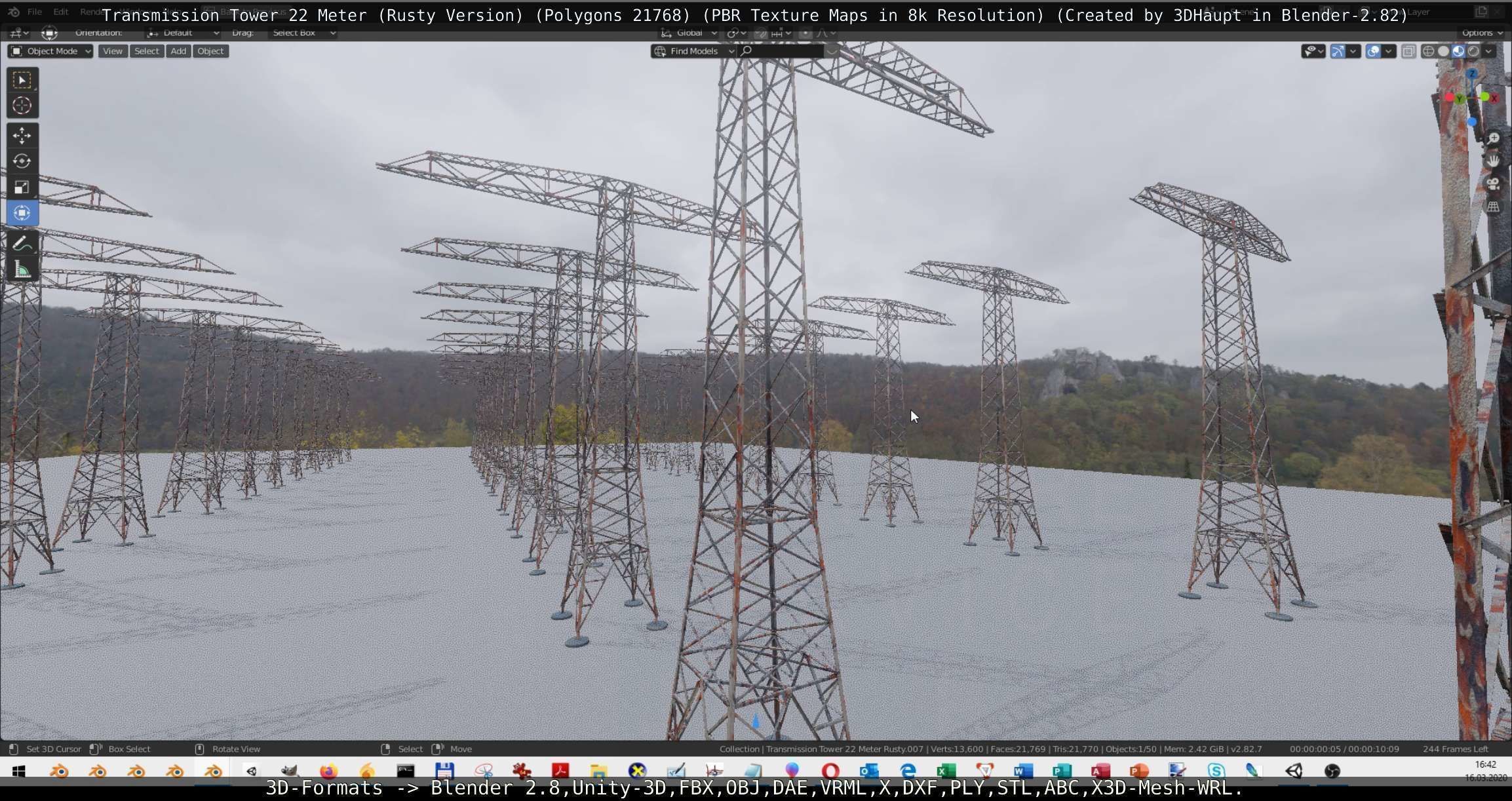 Transmission Tower 22 Meter Rusty Version Low-poly 3D model_85