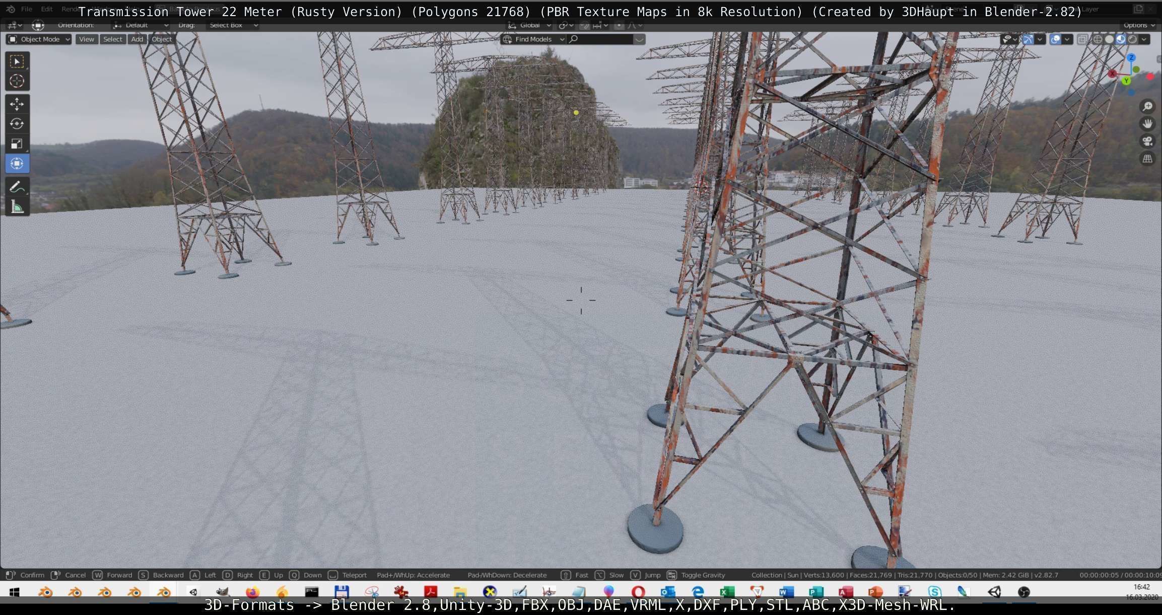 Transmission Tower 22 Meter Rusty Version Low-poly 3D model_55