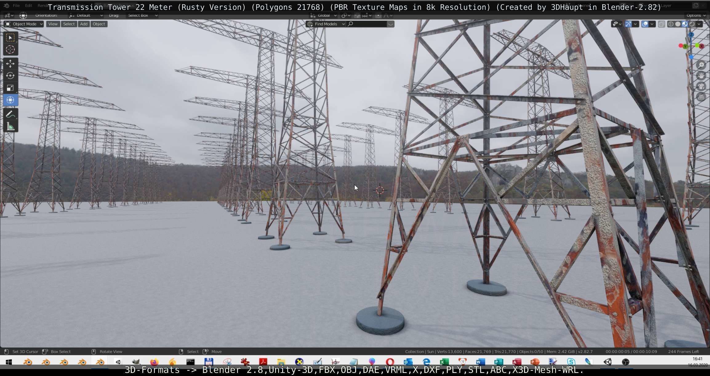 Transmission Tower 22 Meter Rusty Version Low-poly 3D model_44