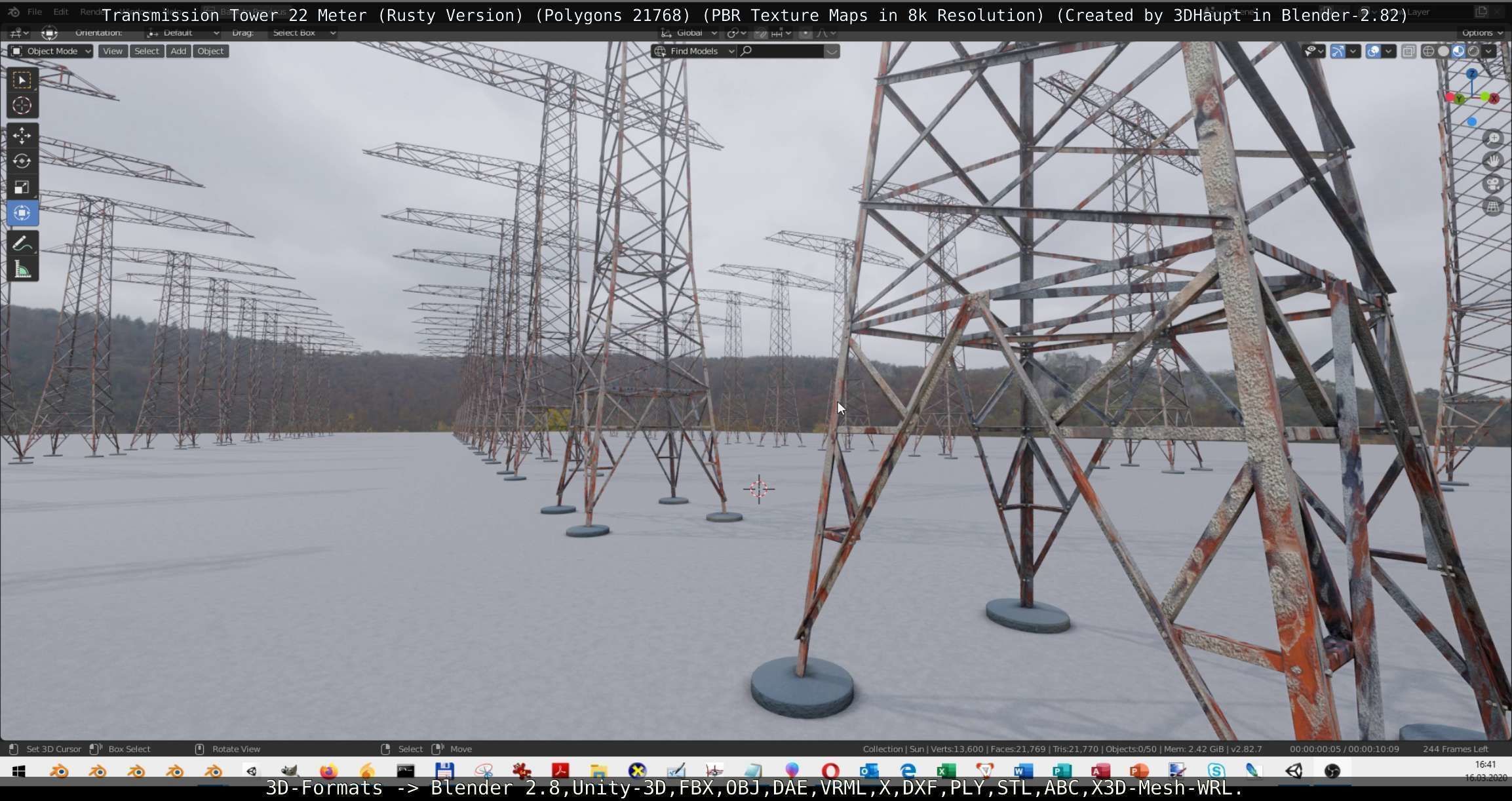 Transmission Tower 22 Meter Rusty Version Low-poly 3D model_12