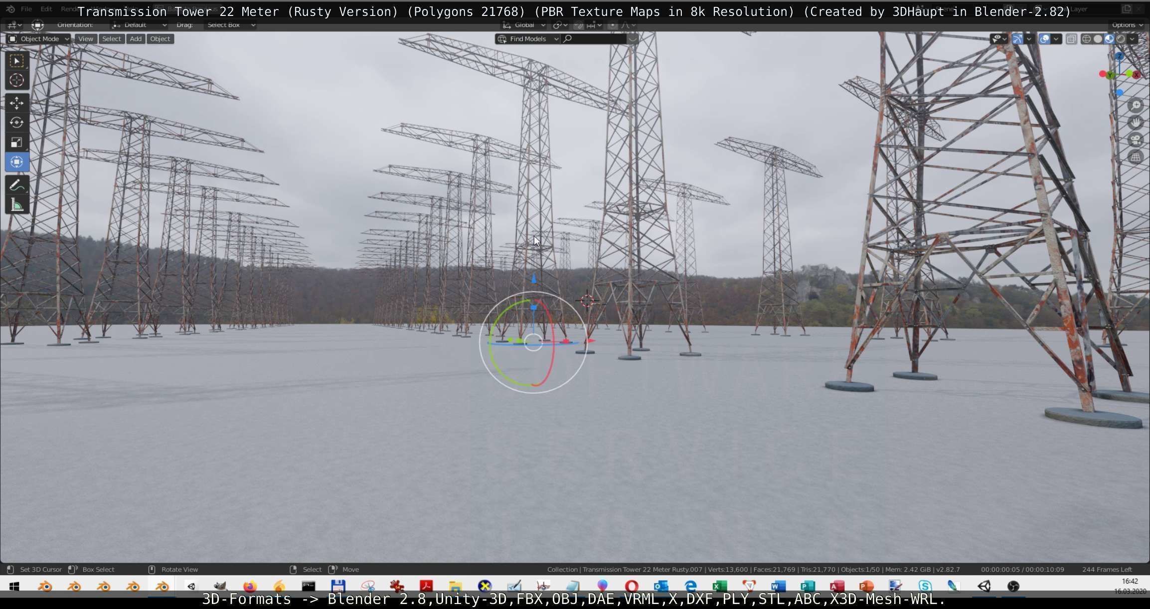 Transmission Tower 22 Meter Rusty Version Low-poly 3D model_82