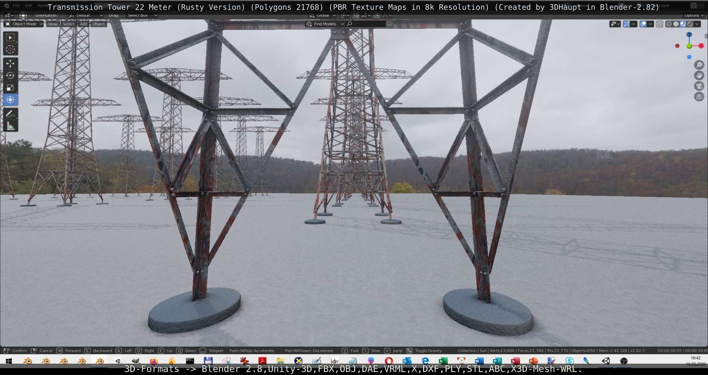 Transmission Tower 22 Meter Rusty Version Low-poly 3D model_60