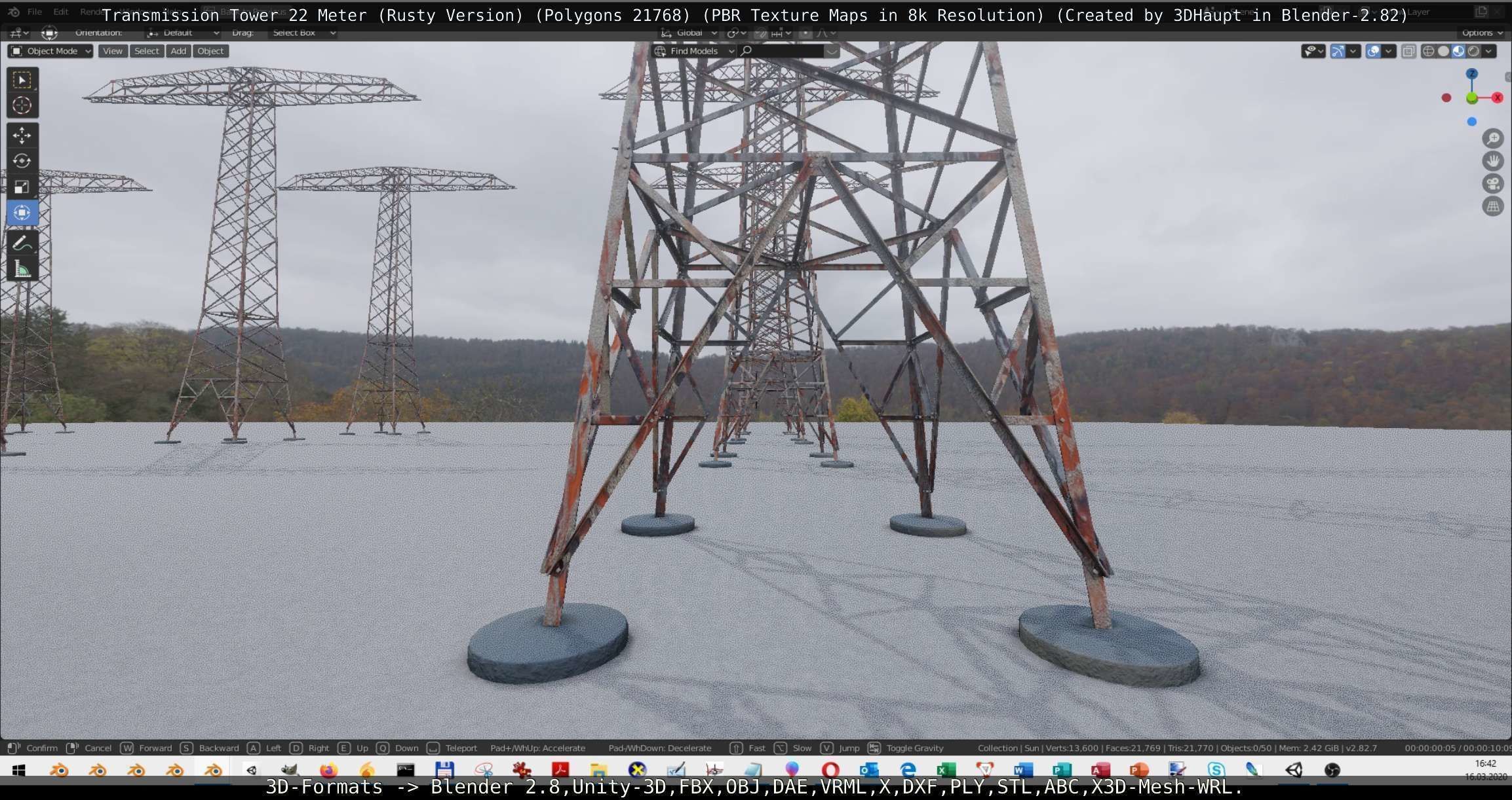 Transmission Tower 22 Meter Rusty Version Low-poly 3D model_59