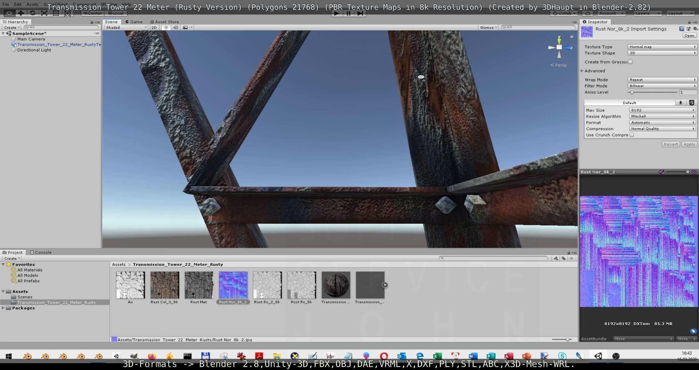 Transmission Tower 22 Meter Rusty Version Low-poly 3D model_4