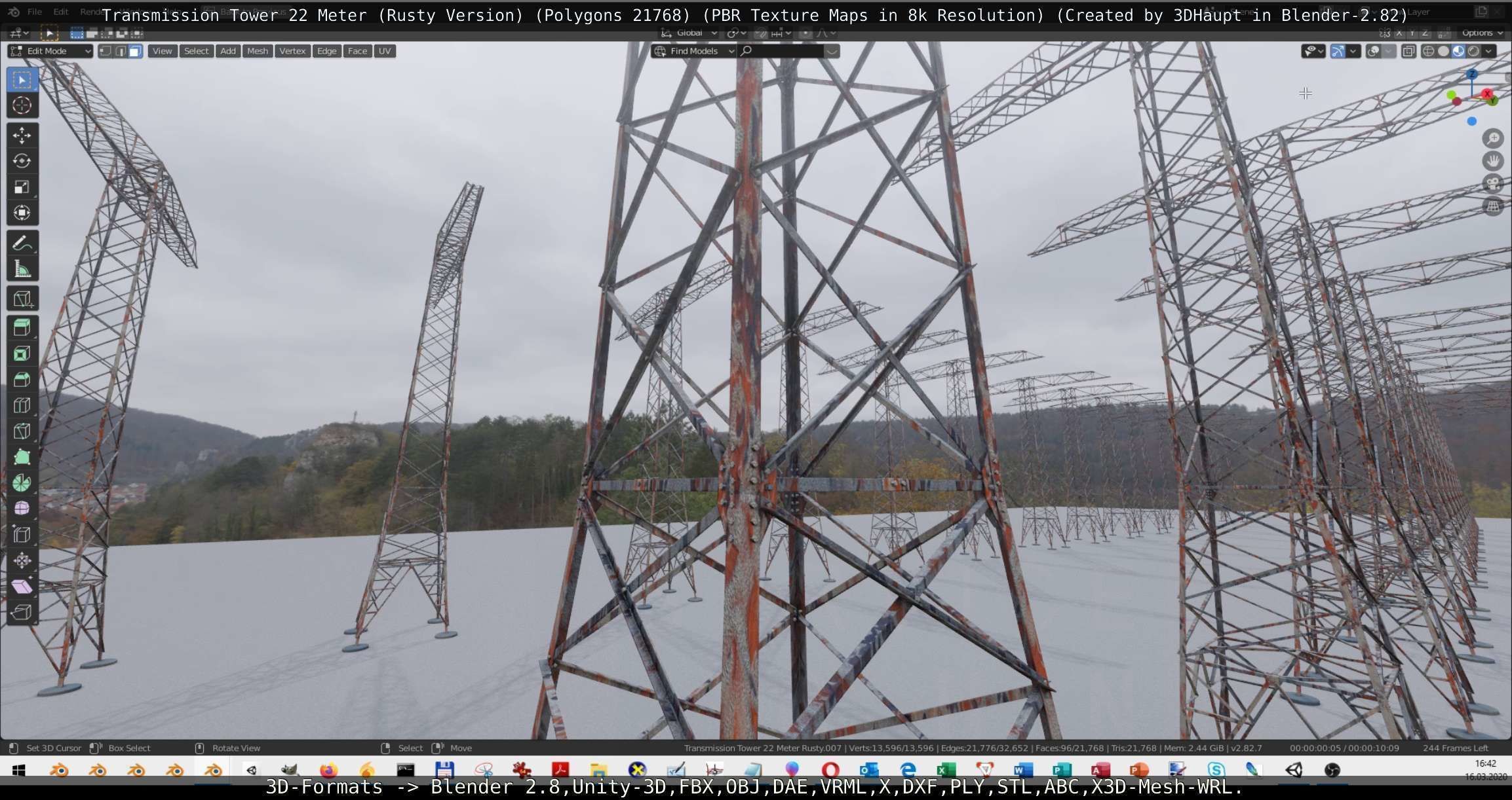 Transmission Tower 22 Meter Rusty Version Low-poly 3D model_91