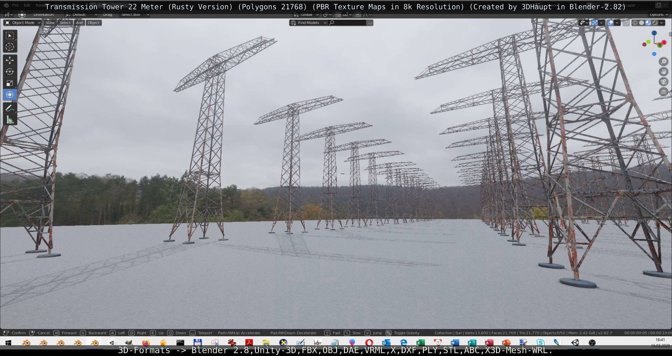 Transmission Tower 22 Meter Rusty Version Low-poly 3D model_41