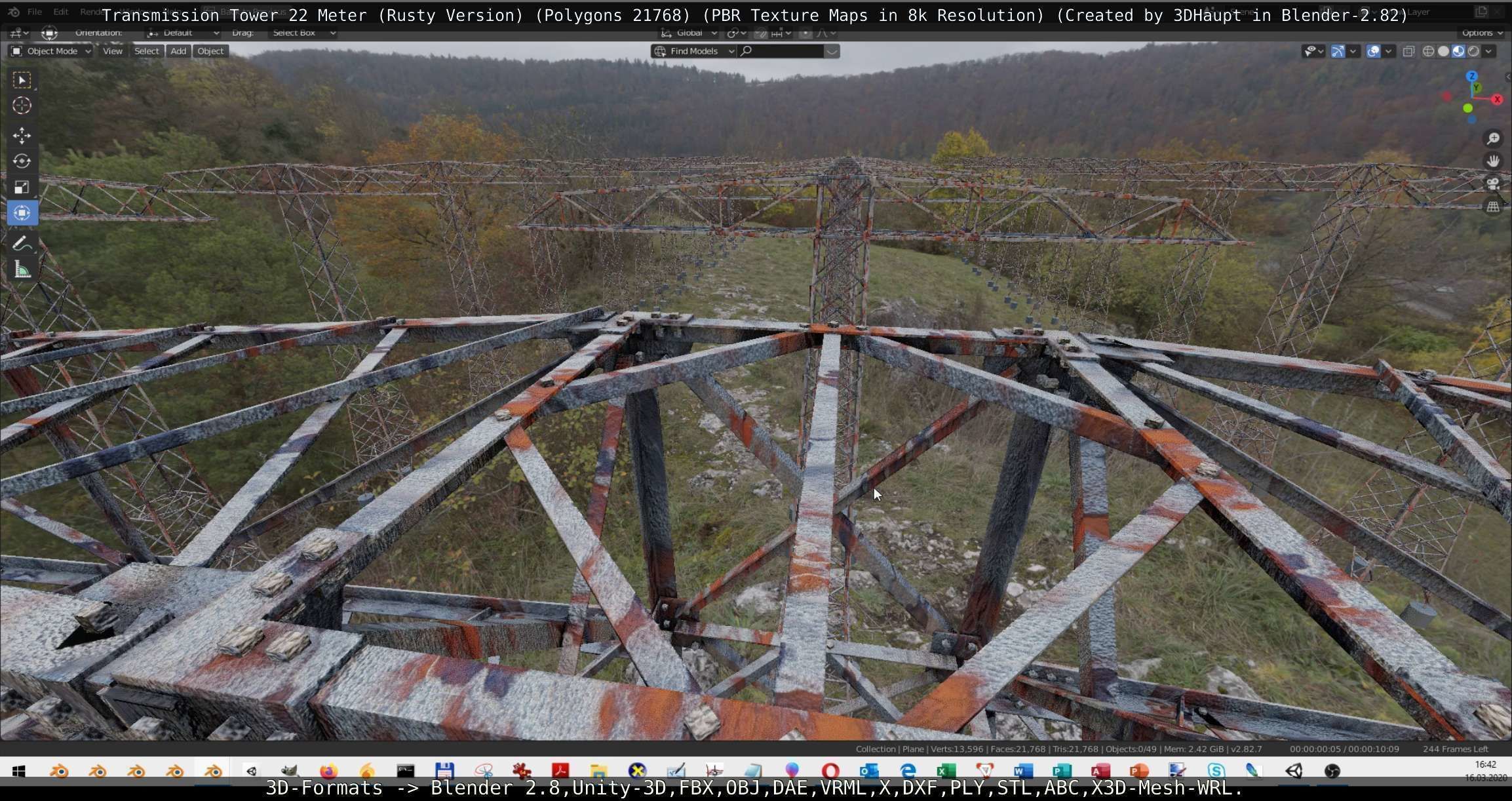 Transmission Tower 22 Meter Rusty Version Low-poly 3D model_23