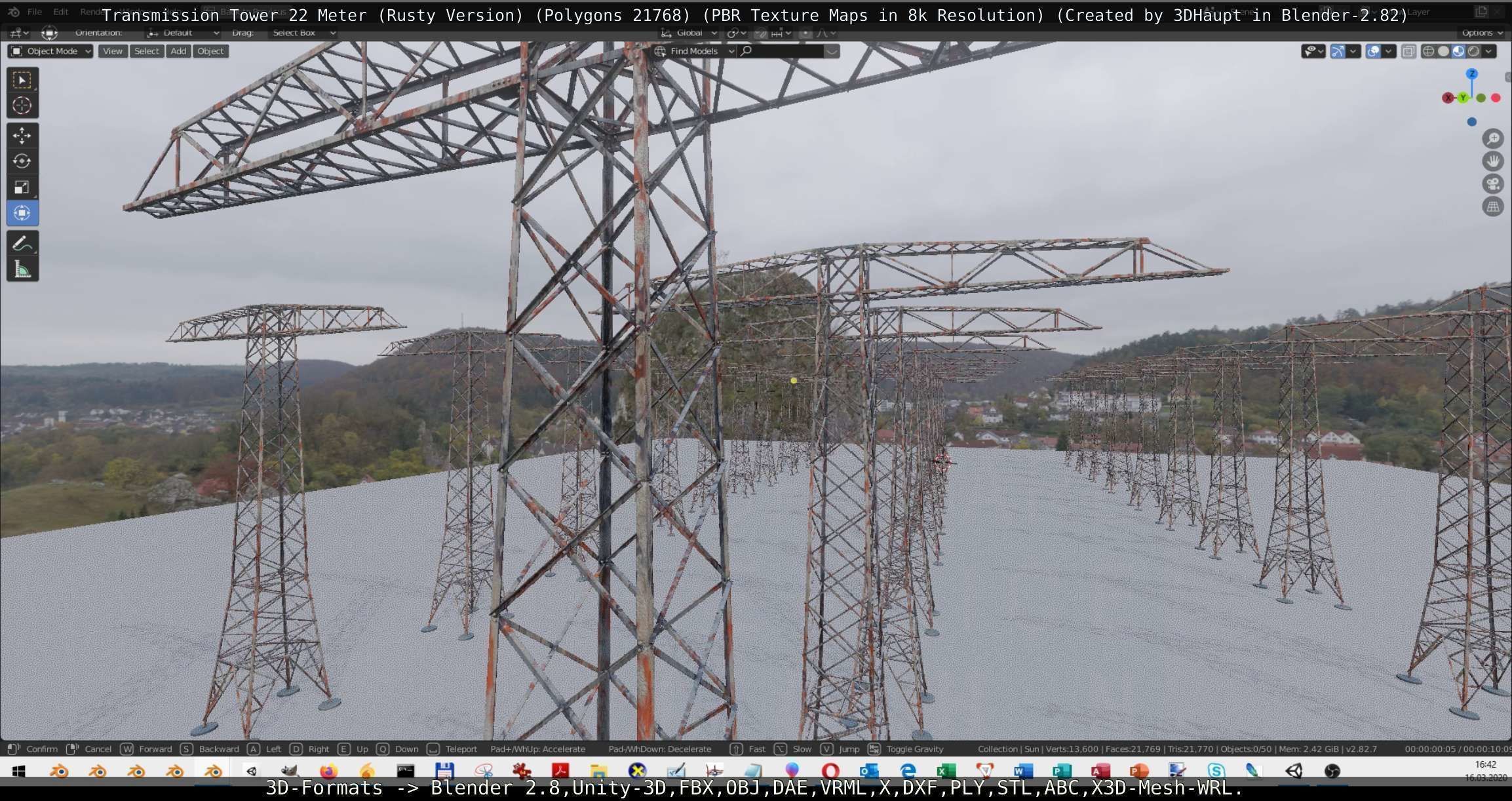 Transmission Tower 22 Meter Rusty Version Low-poly 3D model_64