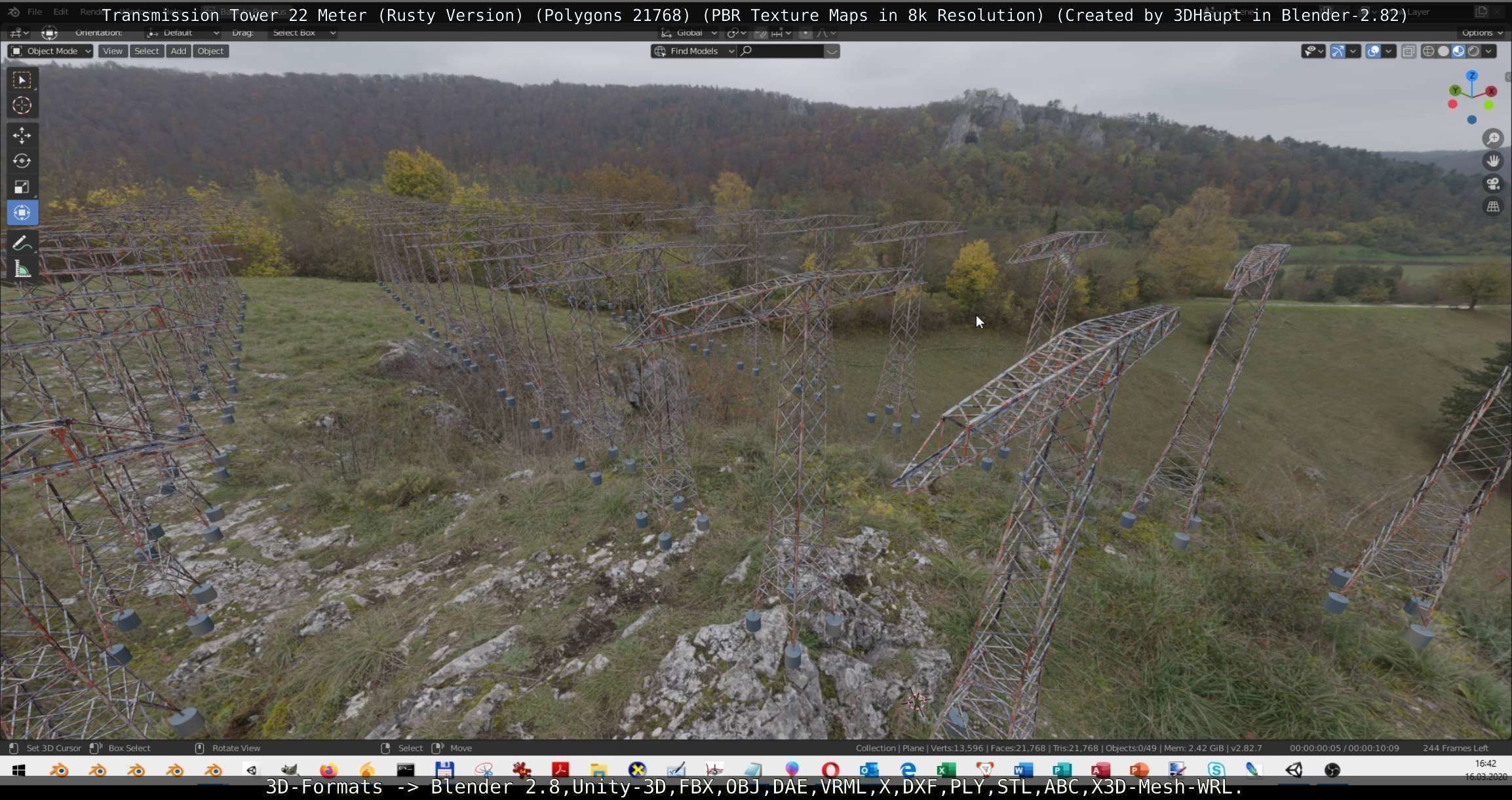 Transmission Tower 22 Meter Rusty Version Low-poly 3D model_77