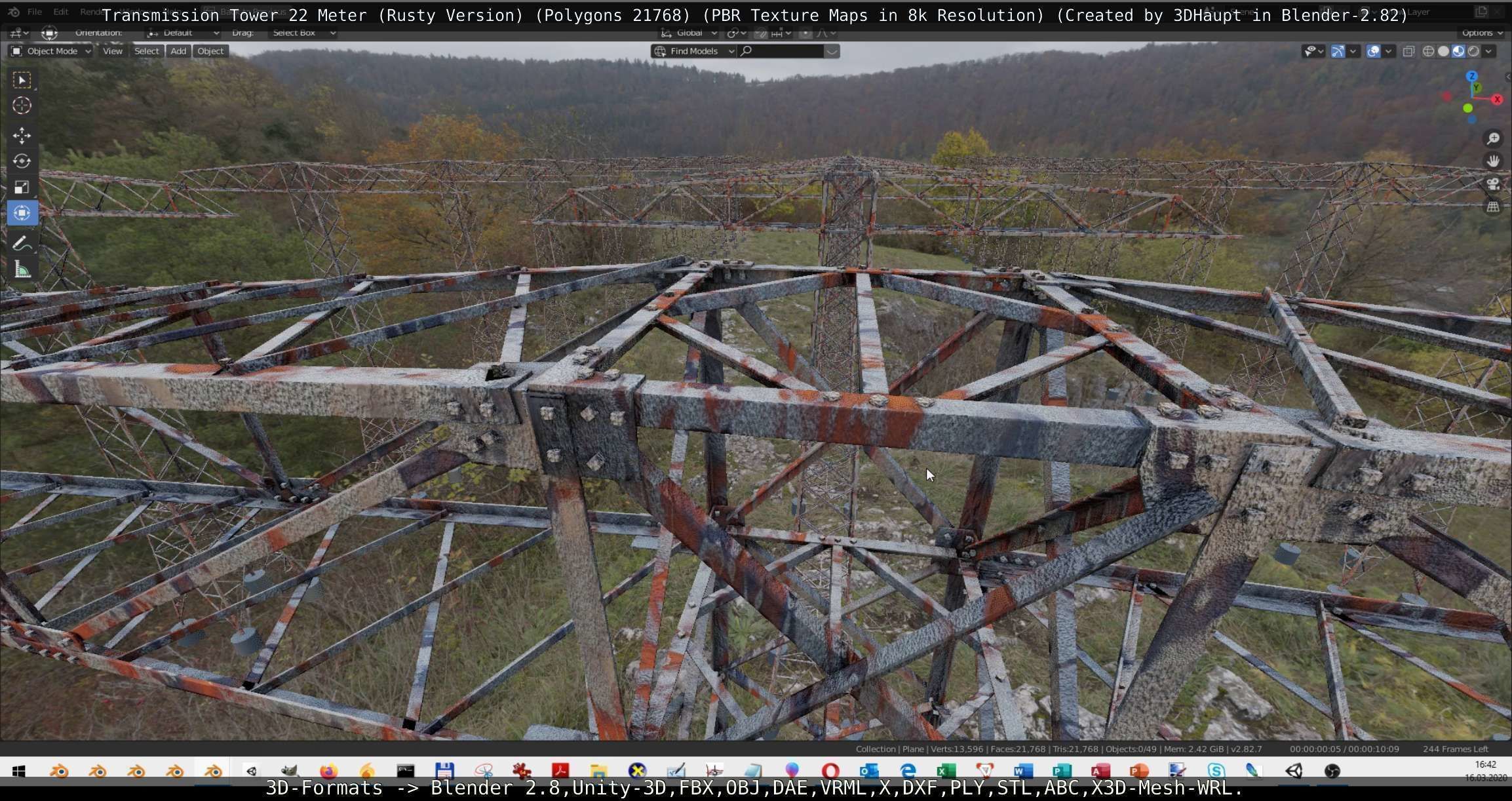 Transmission Tower 22 Meter Rusty Version Low-poly 3D model_67