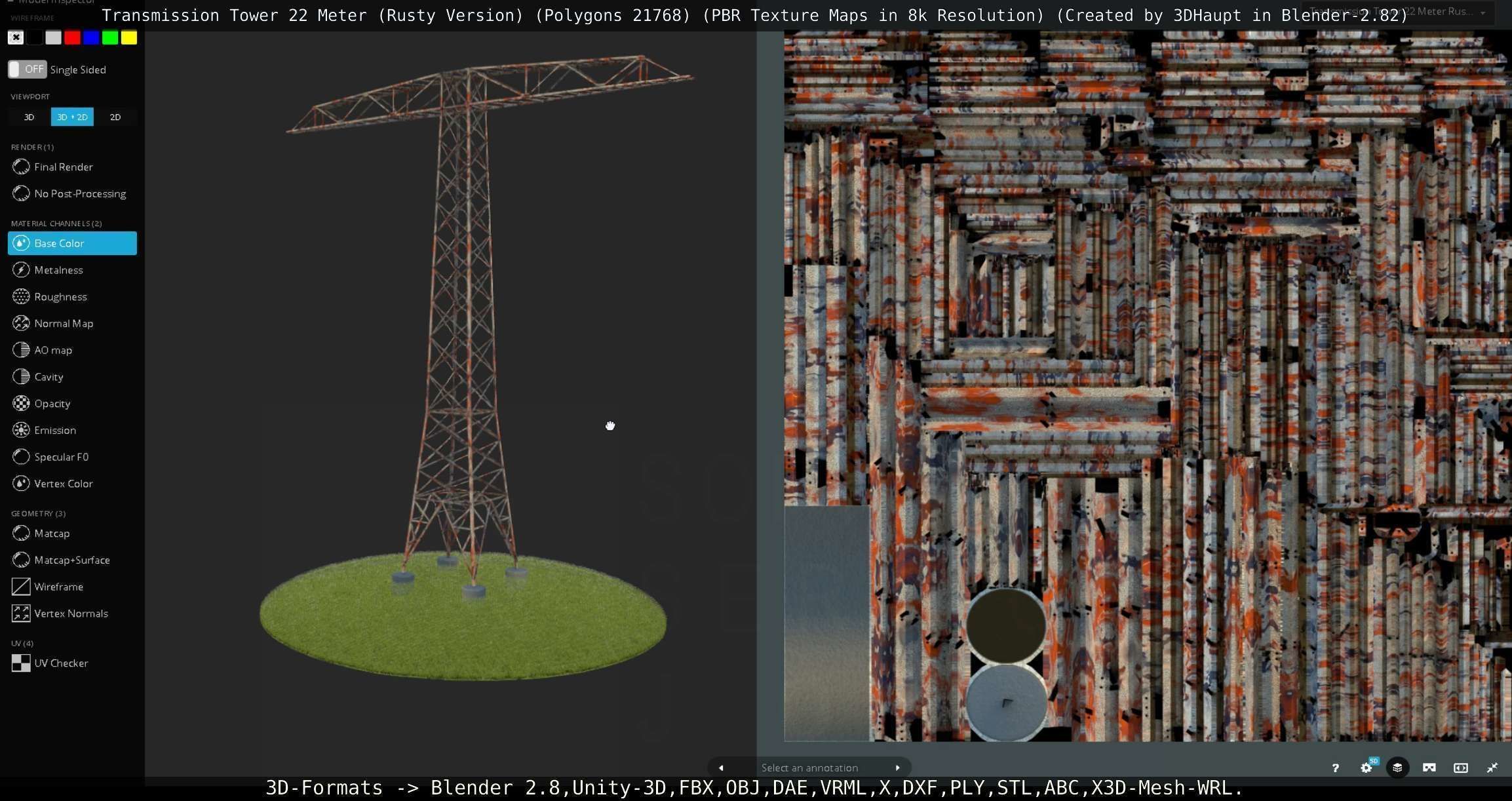Transmission Tower 22 Meter Rusty Version Low-poly 3D model_113