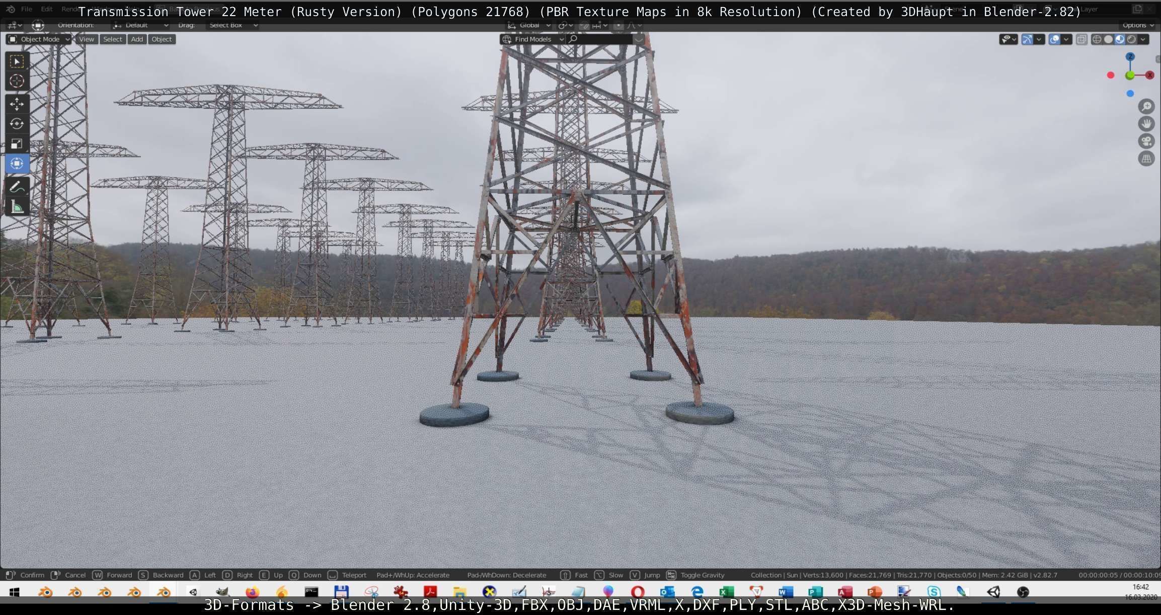 Transmission Tower 22 Meter Rusty Version Low-poly 3D model_57