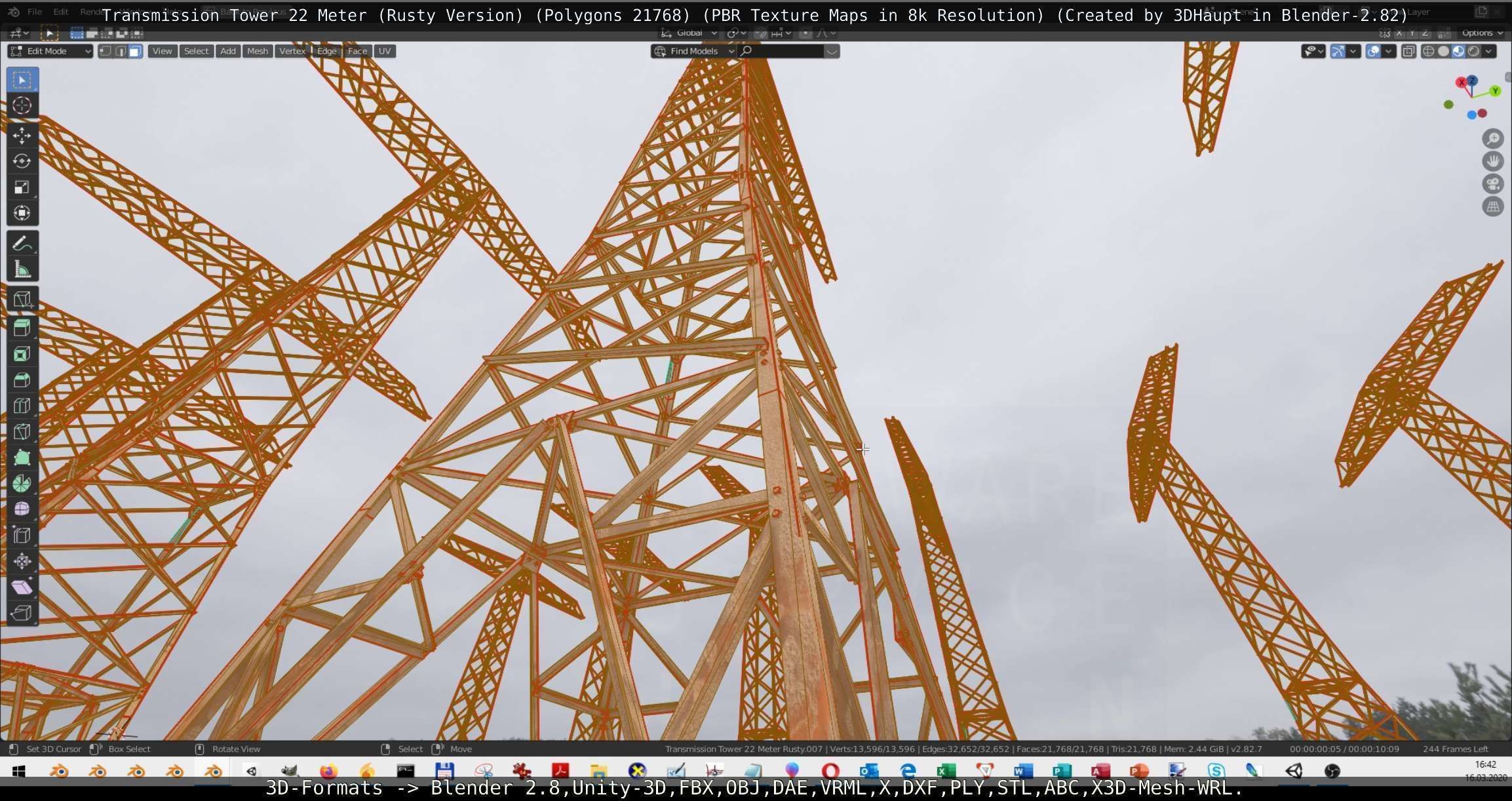 Transmission Tower 22 Meter Rusty Version Low-poly 3D model_28