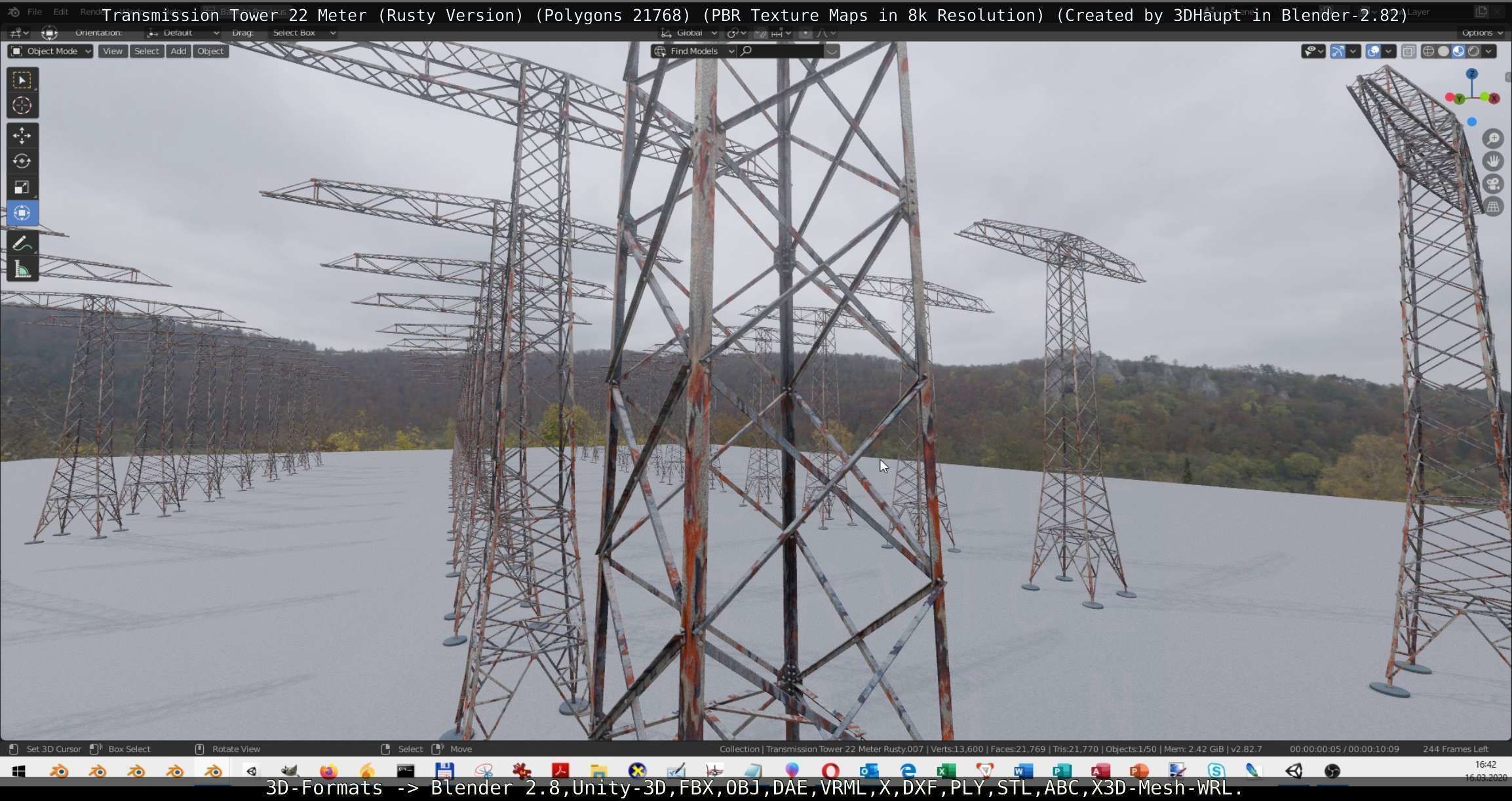 Transmission Tower 22 Meter Rusty Version Low-poly 3D model_86