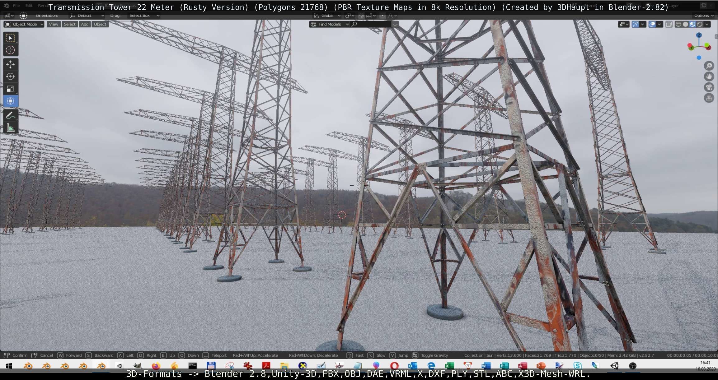 Transmission Tower 22 Meter Rusty Version Low-poly 3D model_45