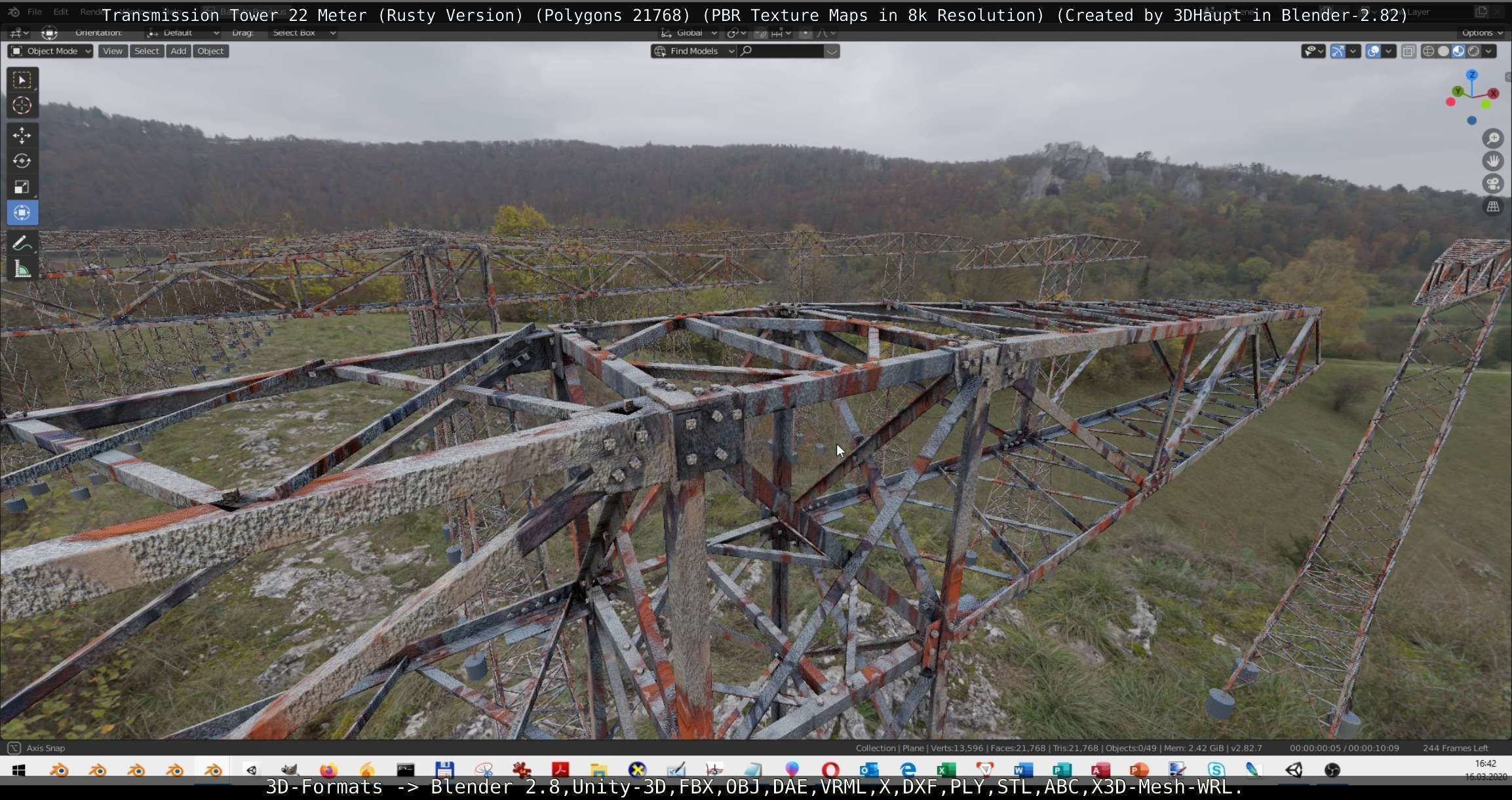 Transmission Tower 22 Meter Rusty Version Low-poly 3D model_71