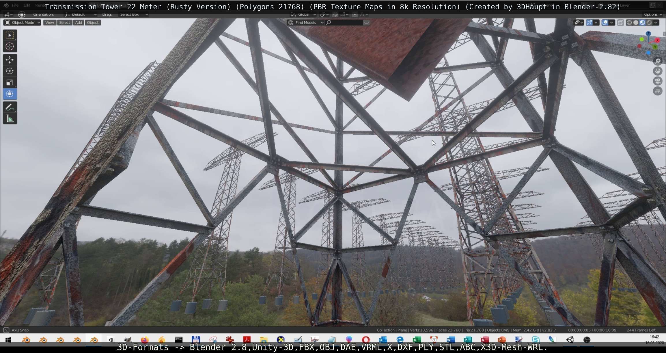 Transmission Tower 22 Meter Rusty Version Low-poly 3D model_63