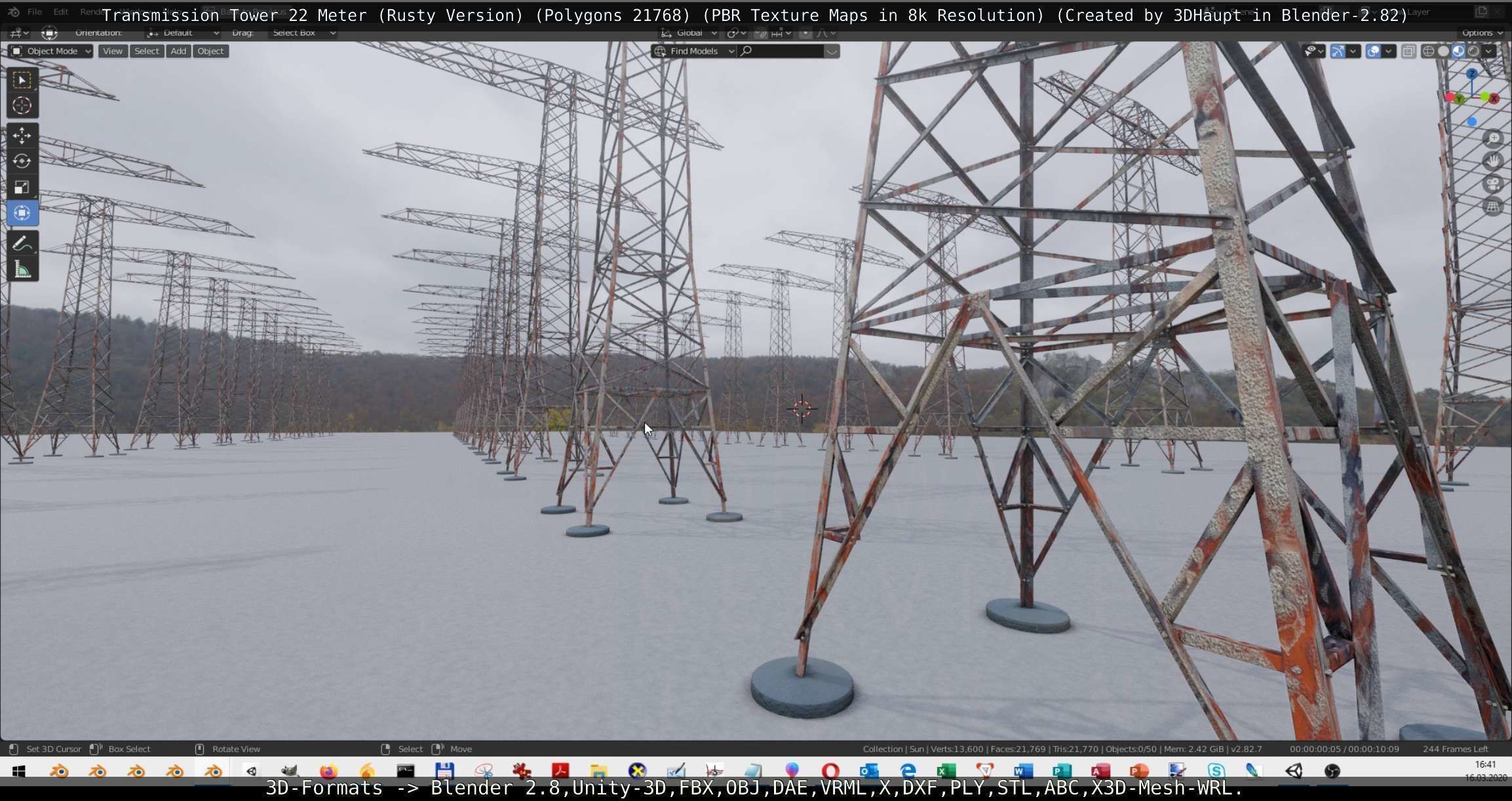 Transmission Tower 22 Meter Rusty Version Low-poly 3D model_51
