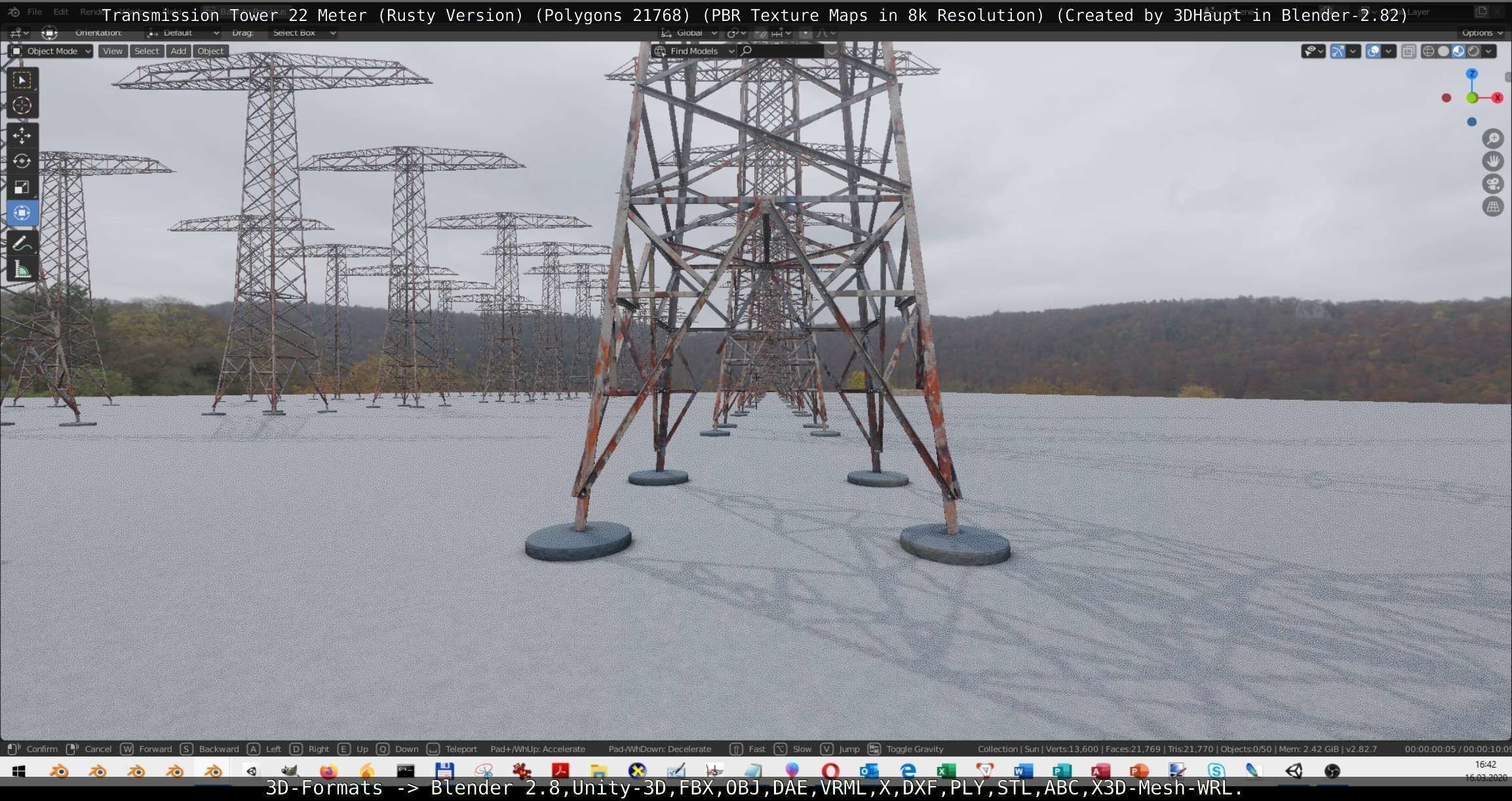 Transmission Tower 22 Meter Rusty Version Low-poly 3D model_53