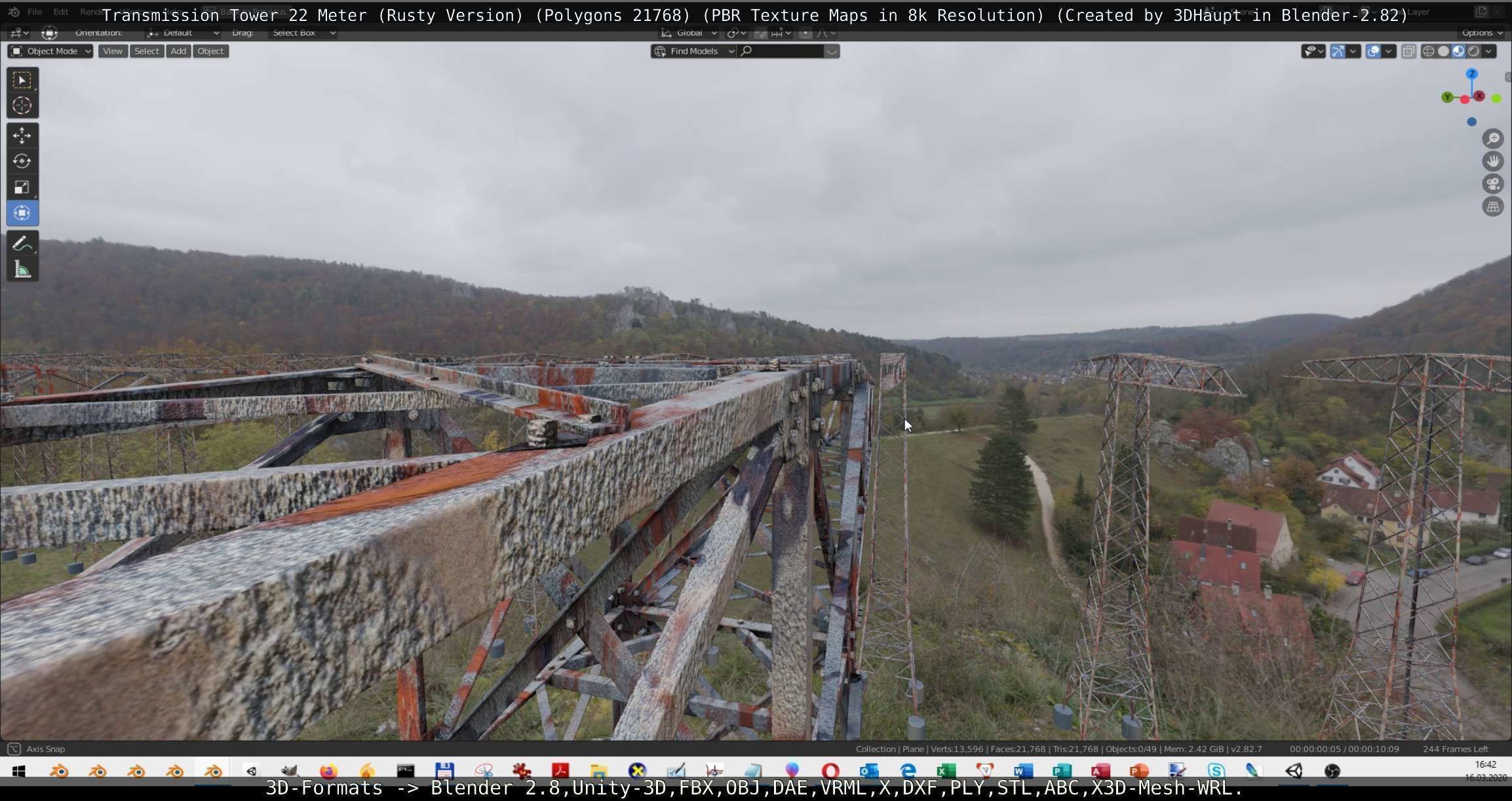 Transmission Tower 22 Meter Rusty Version Low-poly 3D model_131