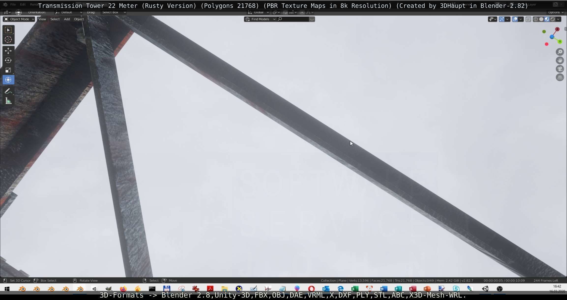 Transmission Tower 22 Meter Rusty Version Low-poly 3D model_127