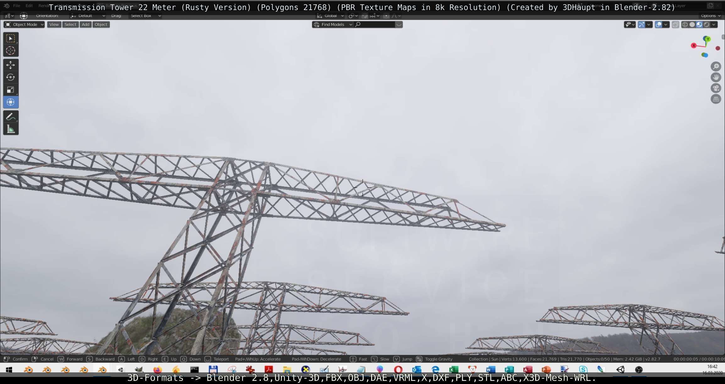 Transmission Tower 22 Meter Rusty Version Low-poly 3D model_29