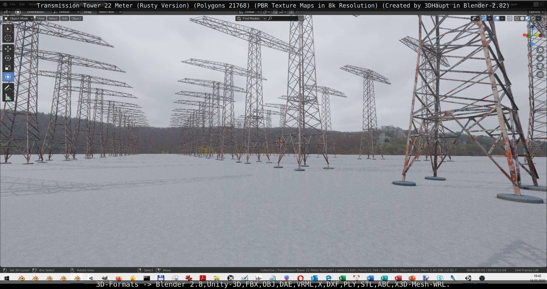 Transmission Tower 22 Meter Rusty Version Low-poly 3D model_76