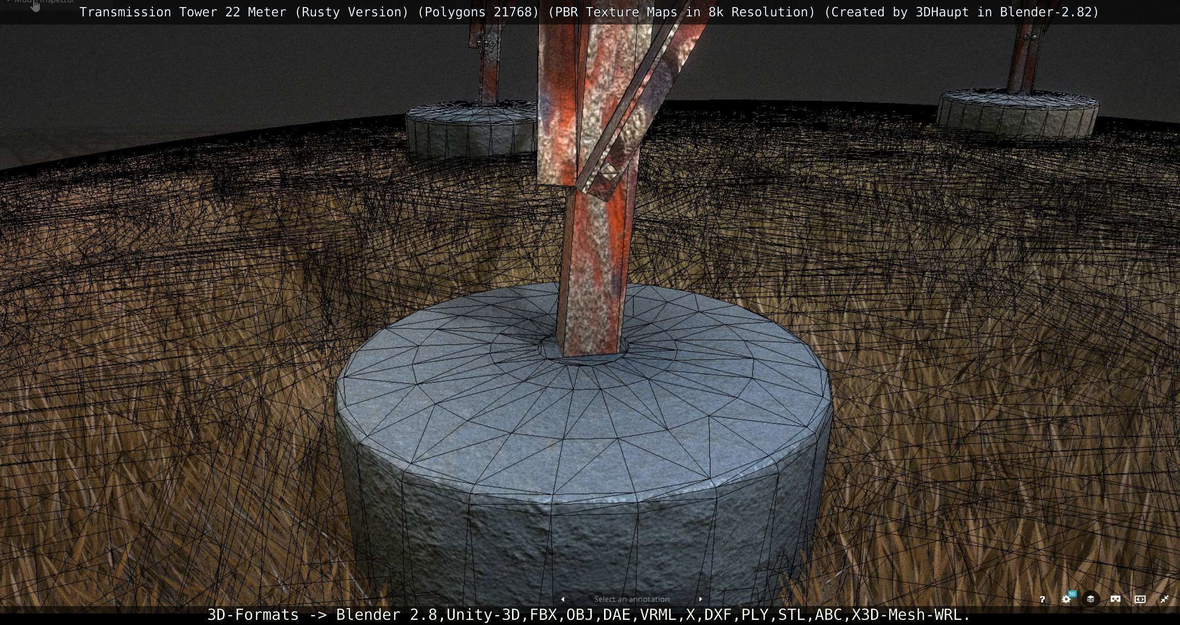 Transmission Tower 22 Meter Rusty Version Low-poly 3D model_6