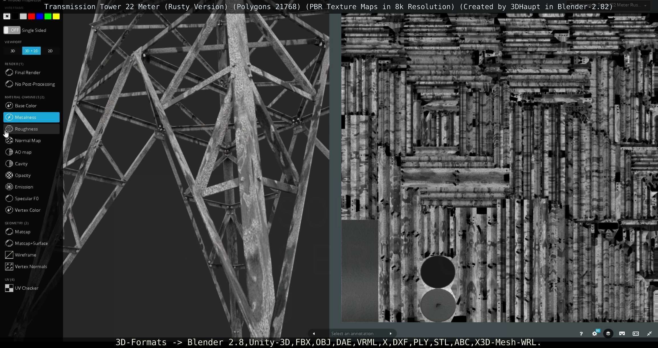 Transmission Tower 22 Meter Rusty Version Low-poly 3D model_120